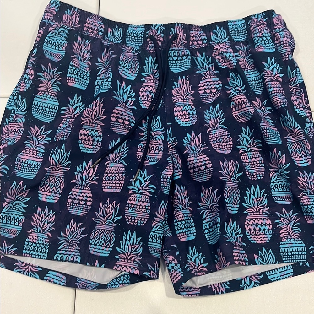 Goodfellow & Co Blue and Pink Swim Trunks with Pineapple Print